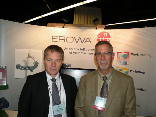 Martin Wilheim (left) and Chris Gorman man the Erowa booth at PowderMet 2013.