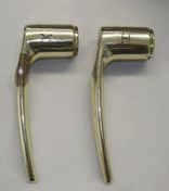 Figure 5: The two brass-plated handles above were subjected to a continuous salt-spray test for 96 hours at 95% humidity and 95° F. The handle on the left had not been impregnated and exhibited porosity-associated corrosion failure in less than 24 hours. The handle on the right was Surface Matrix Sealing™ pre-processed and showed no corrosion after 96 hours. [Photo courtesy of Imtech of California, Santa Fe Springs, Calif., and Quaker City Plating, Whittier, Calif.]