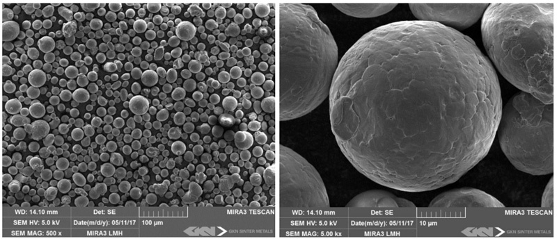 SEM images of 20MnCr5 powder for L-PBF.