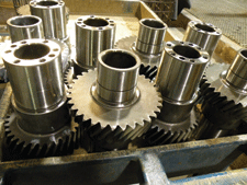 Palmetto Plating electroless nickel-plated the bearing surfaces on the ends of these main drive shafts, which are used in pleasure boats. The gear sections were masked.