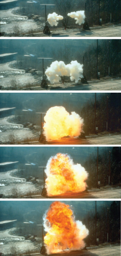 Figure 2. An unconfined dust explosion using 6kg of maize starch produced this spectacular result.