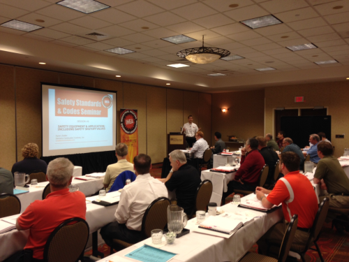 Aaron Zoeller from SCC Inc delivers a presentation on safety equipment and applications at IHEA’s Safety Seminar.