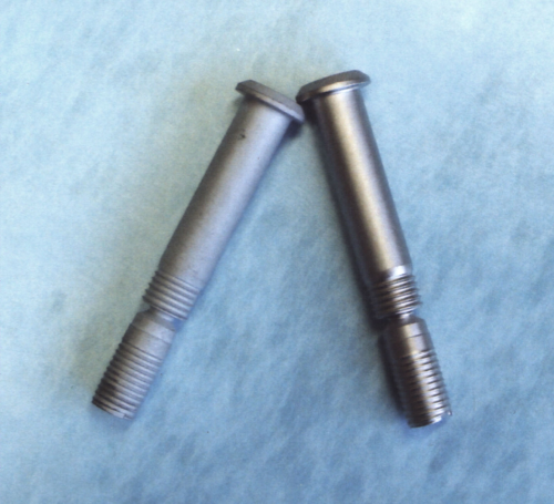 Figure 3: Titanium bolts before (left) and after (right) plating with electroless nickel.