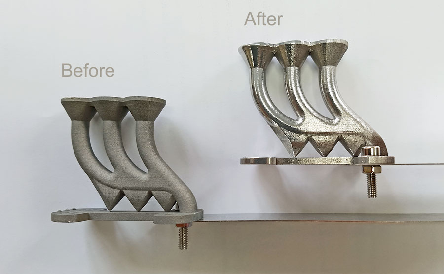 AM parts before and after the coating process.