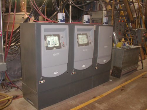 The compact size of the Vortec A/C Units proved to be an important advantage when EB Pipe Coating purchased a new system that required three control panels to get 48 powder coating guns.