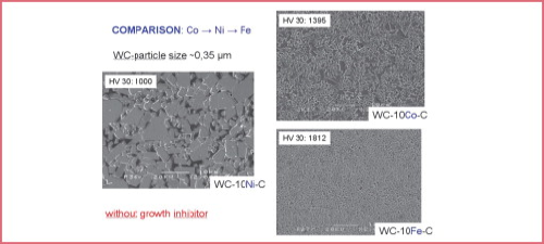 Figure 3. Microstructures of WC/10-binder alloys.