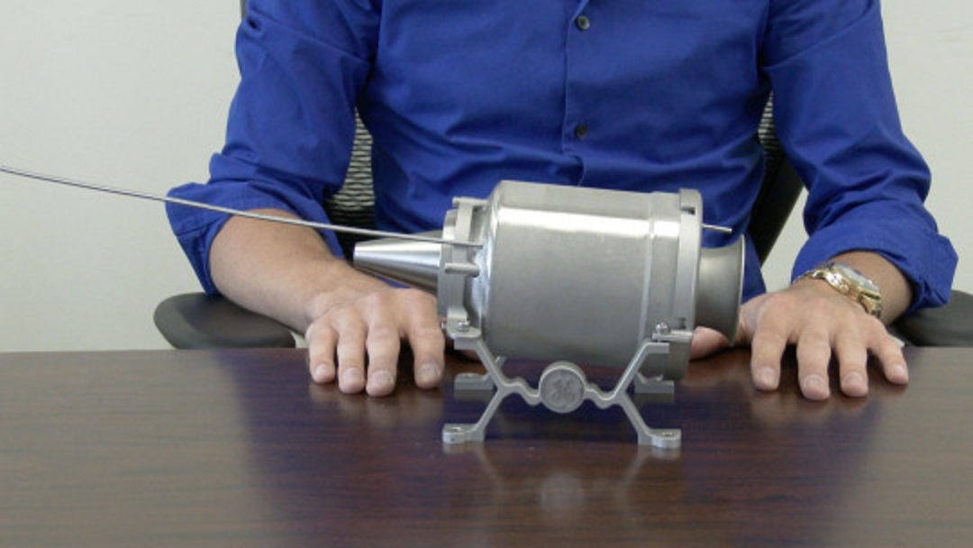 The mini 3D printed jet engine. Image credit: GE Aviation.