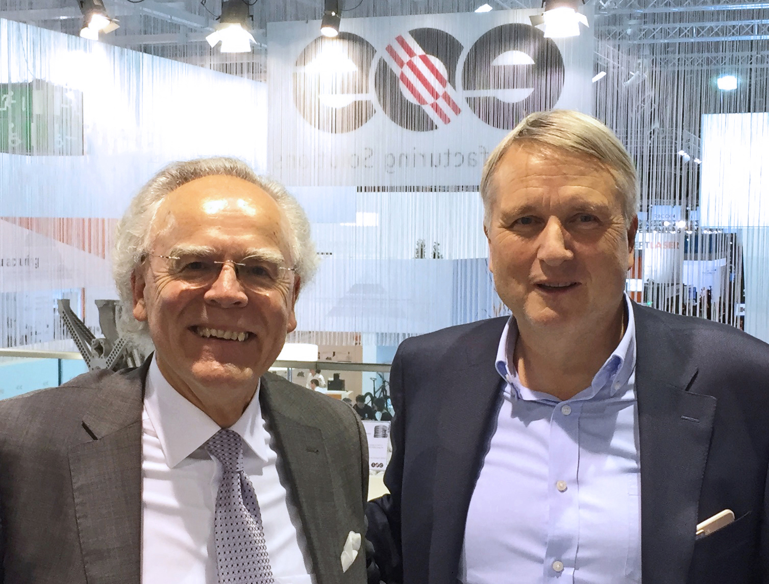 Dr Hans J. Langer, founder and CEO of EOS (left) and Dr Peter Oberparleiter, CEO GKN Powder Metallurgy (right).