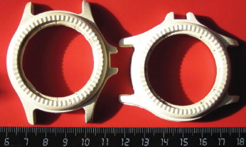 Figure 5a. Experimental samples of watch bodies obtained by CIM from zirconium  ceramics.