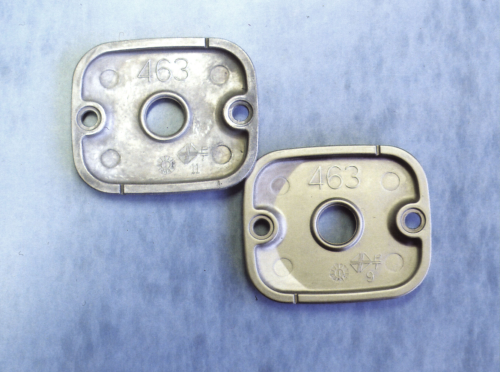 Figure 1: Magnesium alloy “AZ91D” before (top) and after (bottom) plating with electroless nickel.